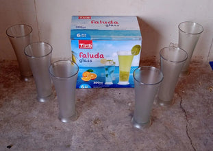 High Quality Faluda, ice cream, Juicer and Water Glasses Set of 6 Transparent, Drinking Water Glasses Stylish Glasses for Faluda, Water, Juice, Glass Set of 6 Pcs (Plastic 300 ML Approx) - Justgrabit Inc.