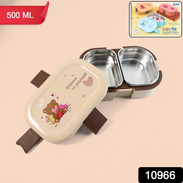 Cute Teddy Printed Kids Lunch Box (500Ml / 1 Pc) - justgrabit.in | Just Grab It