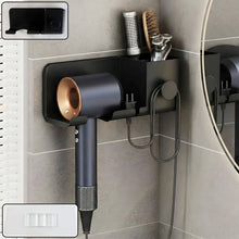 Wall Mounted Hair Dryer Holder with Multipurpose Organizer Shelf and Hook - justgrabit.in | Just Grab It