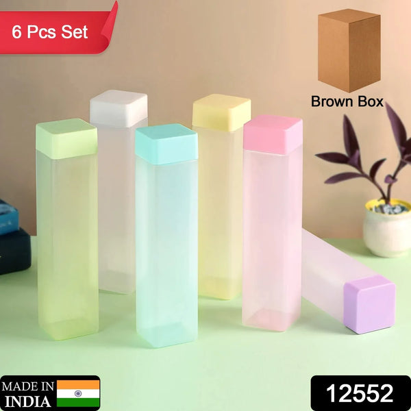 Large Capacity Plastic Water Bottle | Set of 6 | Square Water Bottle (940ml each) - Justgrabit Inc.
