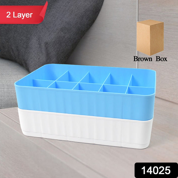 Multi - Function Desktop Drawer Storage Box 10 Grid Underwear Socks Box (2 Pc Set) - justgrabit.in | Just Grab It