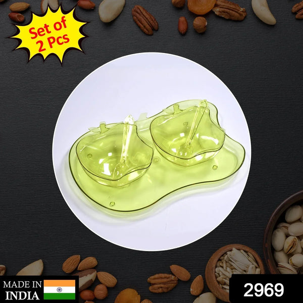 Apple Shape 2Piece Serving Set of Bowl with Spoon & Tray. Dinnerware Serving Snacks & Pickle - Justgrabit Inc.