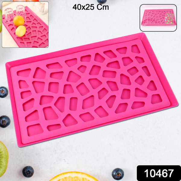 Plastic Kitchen Tray with Modern Hollow Design (40x25 cm) - justgrabit.in | Just Grab It