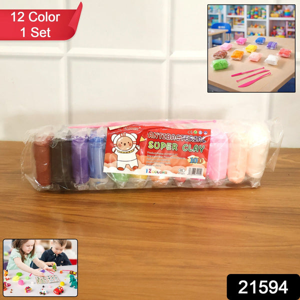 Kids 12 Color Antibacterial Super Clay Set for Creative Play (1 Set) - justgrabit.in | Just Grab It