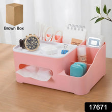 6 - Compartment Desk Organizer – Multi - Function Storage for Tissue, Stationery, Remote & Mobile (Home/Office) - Justgrabit Inc.