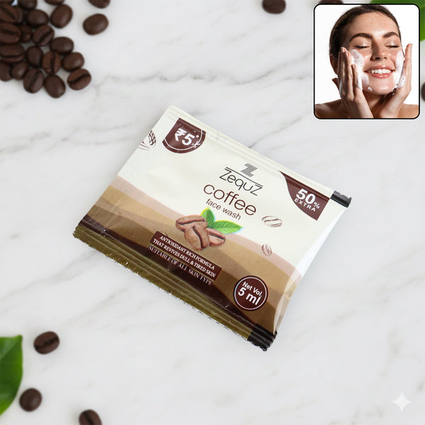 Zequz Coffee Face Wash Sachet (5 ML / 1 Pc) - justgrabit.in | Just Grab It