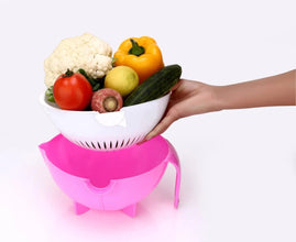 Multifunctional Vegetable Fruits Cutter Shredder with Rotating Drain Basket - Justgrabit Inc.