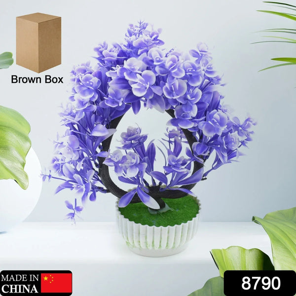 Artificial Flower Plant with Cute Pot – Perfect for Home & Office Decor (1 Pc) - justgrabit.in | Just Grab It