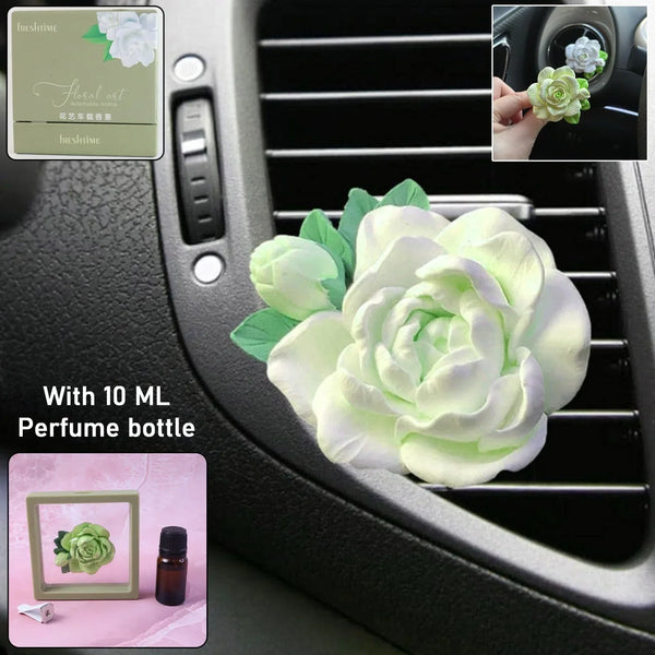 Elegant Rose Flower Car Air Freshener Clip for AC Vent with Perfume Bottle 10ML(1 Pc) - justgrabit.in | Just Grab It