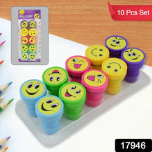 Emoticon Stamps 10 pieces in Round Shape Stamp (Multicolor / 10 Pc) - justgrabit.in | Just Grab It