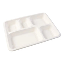 5 - Compartment Rectangle Lunch Compostable Bagasse Plate – 10 Pcs Pack - justgrabit.in | Just Grab It