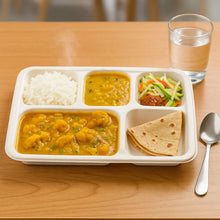 5 - Compartment Rectangle Lunch Compostable Bagasse Plate – 10 Pcs Pack - justgrabit.in | Just Grab It