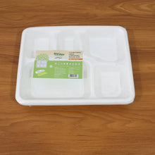 5 - Compartment Rectangle Lunch Compostable Bagasse Plate – 10 Pcs Pack - justgrabit.in | Just Grab It