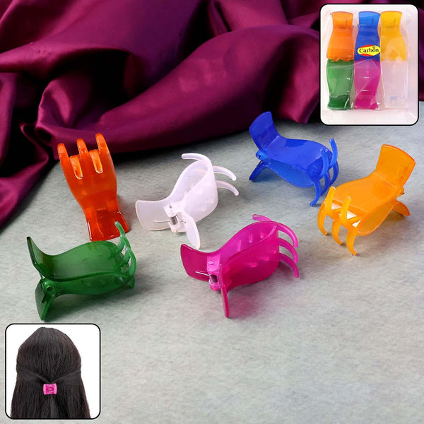Mini Hair Claw Clips for Girls – 6 Pc Colorful Small Hair Clamps - justgrabit.in | Just Grab It