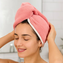 Soft Microfiber Hair Drying Towel Cap with Button Loop (1 Pc) - justgrabit.in | Just Grab It