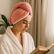Soft Microfiber Hair Drying Towel Cap with Button Loop (1 Pc) - justgrabit.in | Just Grab It
