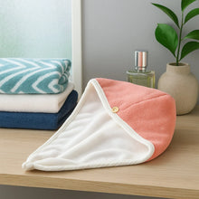 Soft Microfiber Hair Drying Towel Cap with Button Loop (1 Pc) - justgrabit.in | Just Grab It