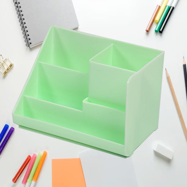 Stationery Holder Desk Organizer Space Saver Pen Stand Multi Compartments Holder - justgrabit.in | Just Grab It