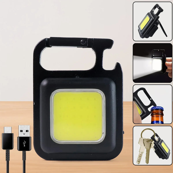 Mini Rechargeable Keychain Flashlight - 4 Light Modes with Folding Bracket & Magnetic Base - justgrabit.in | Just Grab It