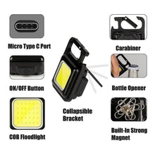 Mini Rechargeable Keychain Flashlight - 4 Light Modes with Folding Bracket & Magnetic Base - justgrabit.in | Just Grab It