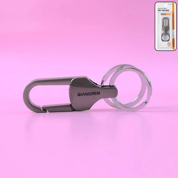 Premium Metal Keychain Carabiner Clip Hook with Dual Key Rings (1 Pc) - justgrabit.in | Just Grab It