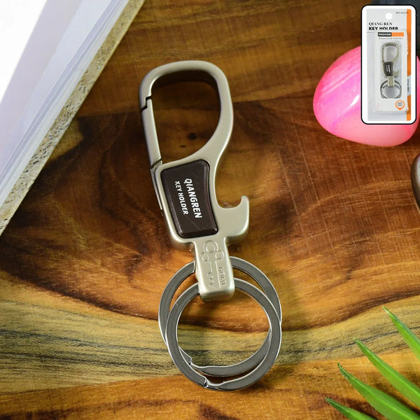 Premium Metal Keychain Carabiner Clip Hook with Dual Key Rings (1 Pc) - justgrabit.in | Just Grab It