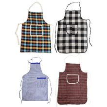Cotton Checkered Kitchen Apron with Front Pocket (1 Pc) - justgrabit.in | Just Grab It