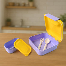 Kids Lunch Box Set with Small Inner Container, Spoon & Fork (1 Pc) - justgrabit.in | Just Grab It