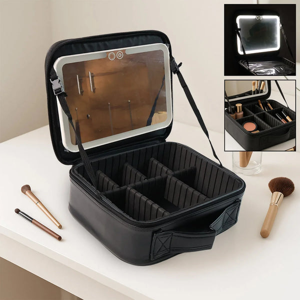 Black Premium LED Light Makeup Organizer Box (1 Pc) - Justgrabit Inc.