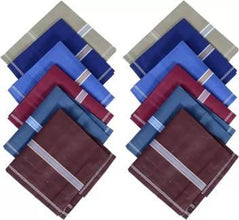 Men's King Size Formal Handkerchiefs for Office Use - Pack of 12 - Justgrabit Inc.