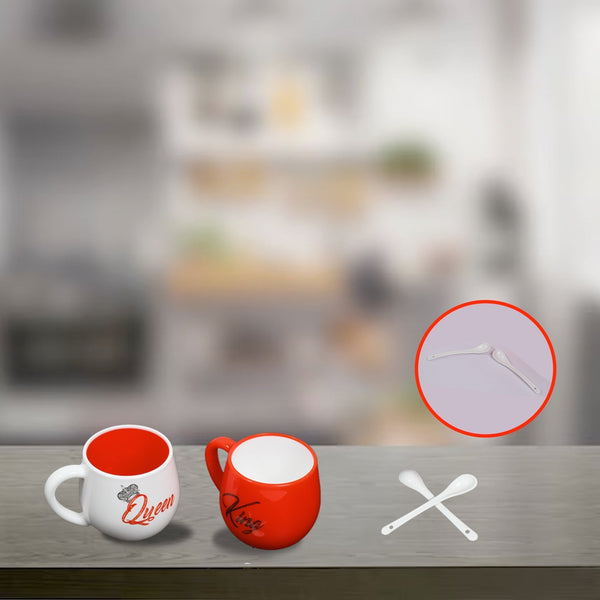 King & Queen Printed Couple Matching Coffee / Tea Plastic Coffee Mug (300ml Set of 2) - justgrabit.in | Just Grab It