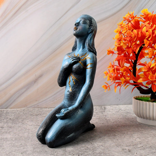 Elegant Resin Kneeling Woman Decorative Statue (1 Pc) - justgrabit.in | Just Grab It
