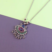 Elegant Traditional Oxidised Temple Motif Long Necklace (1 Pc) - justgrabit.in | Just Grab It