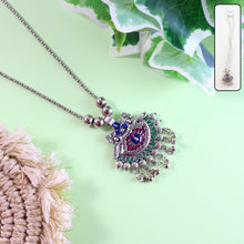 Elegant Traditional Oxidised Temple Motif Long Necklace (1 Pc) - justgrabit.in | Just Grab It