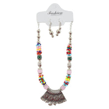 Premium Multicolor Beaded Oxidised Necklace (1 Pc Set) - justgrabit.in | Just Grab It