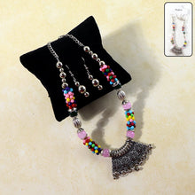 Premium Multicolor Beaded Oxidised Necklace (1 Pc Set) - justgrabit.in | Just Grab It