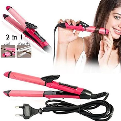 2 in 1 Hair Straightener and Curler Machine For Women | Curl & Straight Hair Iron, Hair accessories - Justgrabit Inc.