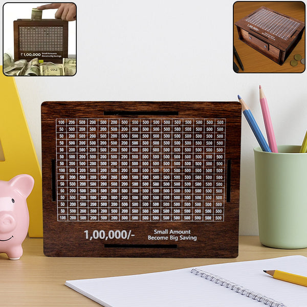 Wooden Money / Piggy Bank, Money Box (1 Pc / Pen Not Included) - justgrabit.in | Just Grab It