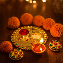 Meenakari Roli–Chawal Pooja Thali - (1 Pc / Mix design) - justgrabit.in | Just Grab It
