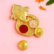 Traditional Golden Lord Ganesha Kumkum Dish (1 Pc) - justgrabit.in | Just Grab It
