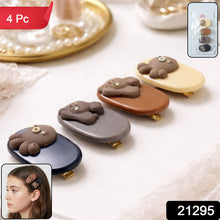 Cute Cartoon Bear Design Hair Clip Set (4 Pc) - justgrabit.in | Just Grab It