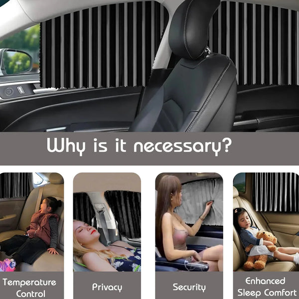 Curtain For Car Window Heat Sunshade Protection (4 Pcs With Curtain Hook Adhesive Tap Set) - Justgrabit Inc.