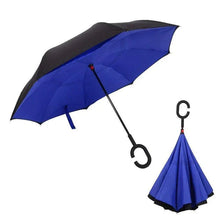 Plain design Windproof Upside Down Reverse Umbrella with C - Shaped Handle - Justgrabit Inc.