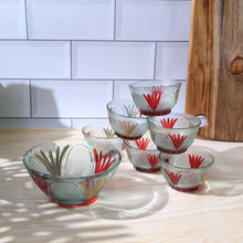 Rose glass Multipurpose Pudding / Dessert / Ice Cream Bowl Set for Home use, Home & Kitchen Serving Bowl for Sundae, Sweets, Snacks, Fruit, Pudding, Nuts or Dip, Serving Bowls 6 Medium & 1 Big Bowl (Set of 7 pc) - Justgrabit Inc.