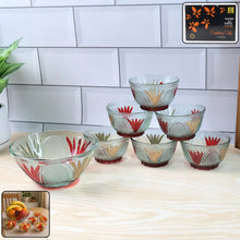 Rose glass Multipurpose Pudding / Dessert / Ice Cream Bowl Set for Home use, Home & Kitchen Serving Bowl for Sundae, Sweets, Snacks, Fruit, Pudding, Nuts or Dip, Serving Bowls 6 Medium & 1 Big Bowl (Set of 7 pc) - Justgrabit Inc.
