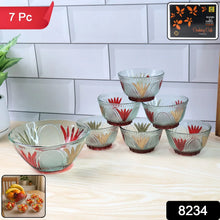 Rose glass Multipurpose Pudding / Dessert / Ice Cream Bowl Set for Home use, Home & Kitchen Serving Bowl for Sundae, Sweets, Snacks, Fruit, Pudding, Nuts or Dip, Serving Bowls 6 Medium & 1 Big Bowl (Set of 7 pc) - Justgrabit Inc.