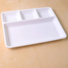 Plastic 4 - Compartment Rectangular Meal Serving Tray / Plate (1 Pc / White) - justgrabit.in | Just Grab It