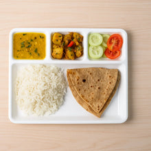 Plastic 4 - Compartment Rectangular Meal Serving Tray / Plate (1 Pc / White) - justgrabit.in | Just Grab It