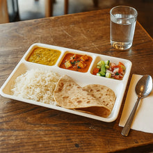 Plastic 4 - Compartment Rectangular Meal Serving Tray / Plate (1 Pc / White) - justgrabit.in | Just Grab It