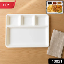 Plastic 4 - Compartment Rectangular Meal Serving Tray / Plate (1 Pc / White) - justgrabit.in | Just Grab It